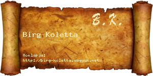 Birg Koletta névjegykártya